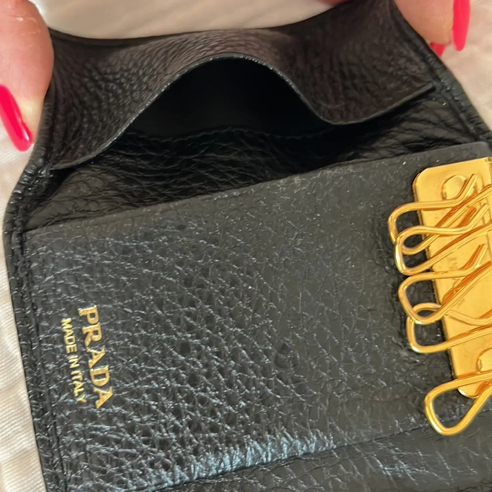 Authentic leather Prada key holder